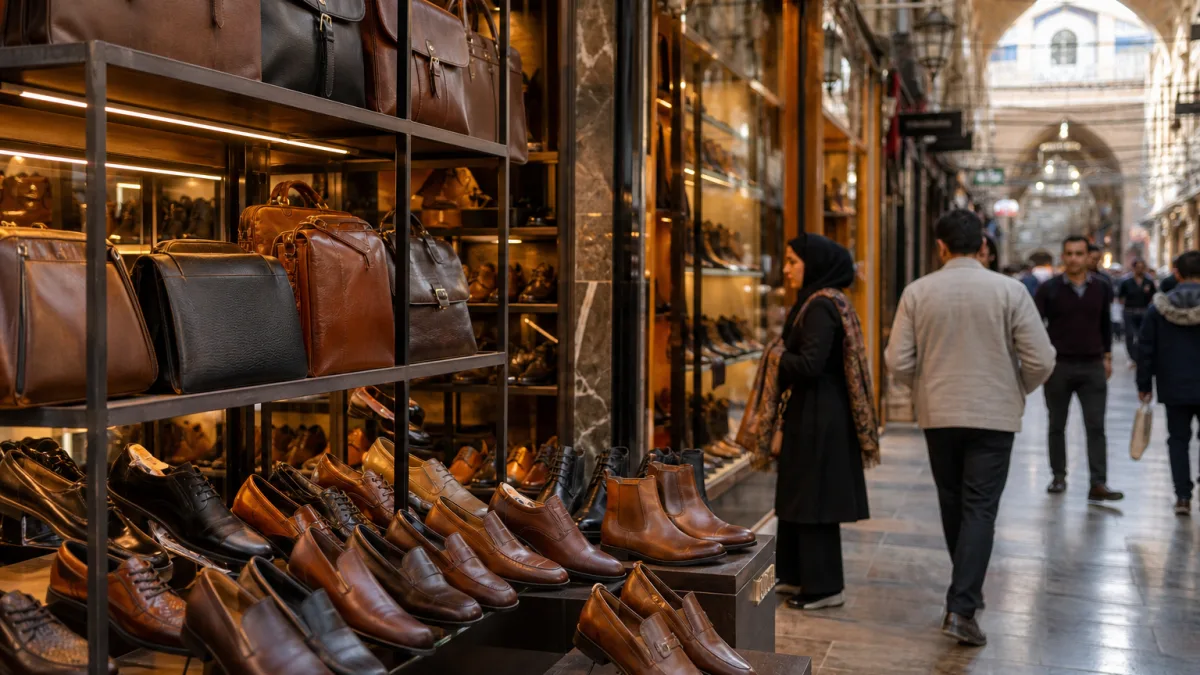 مسیریابی بازار کیف و کفش چرم تهران