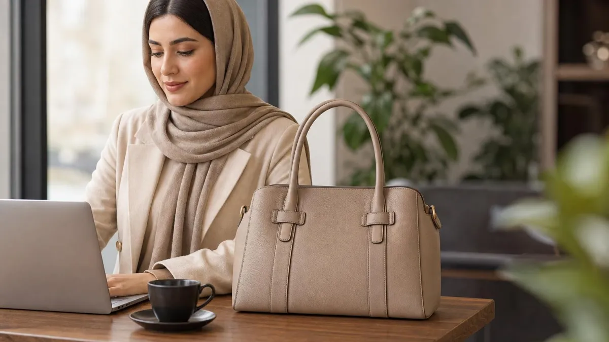 استایل روزانه با کیف چرم زنانه