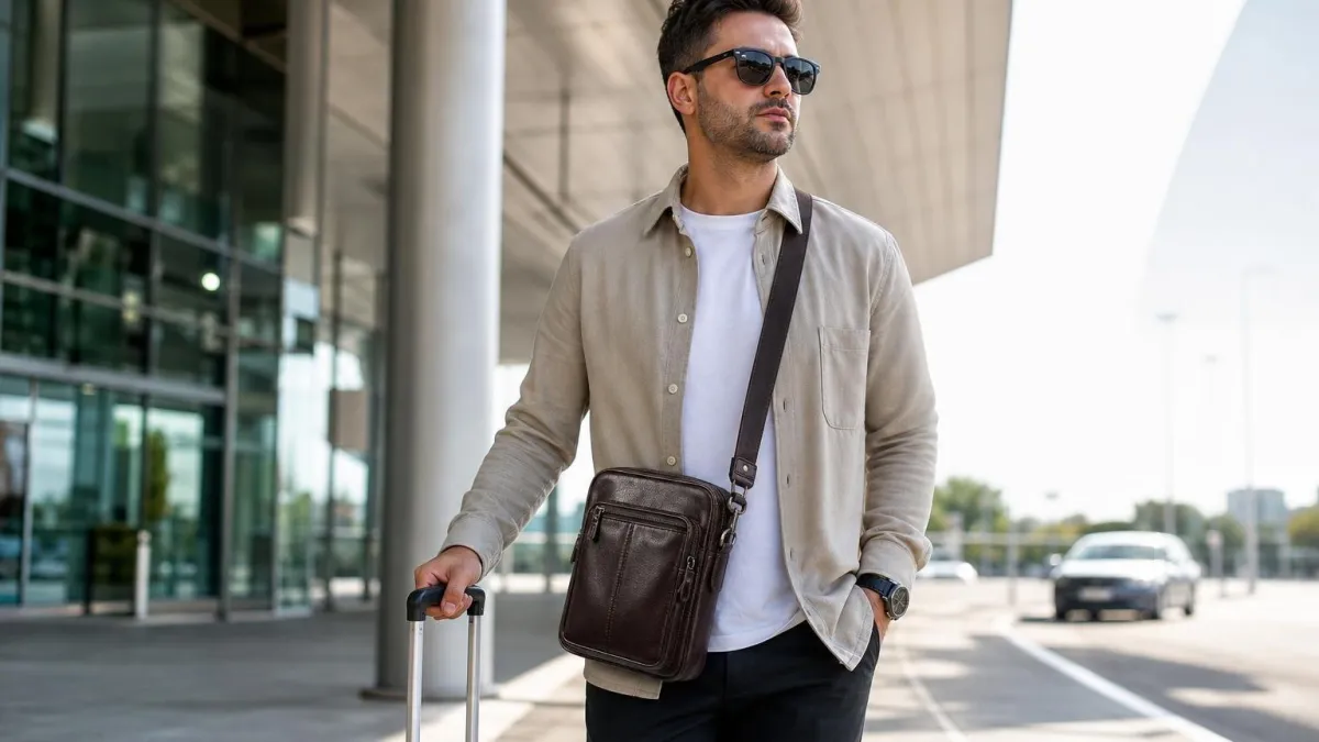 کیف چرم مردانه دوشی با طراحی کاربردی